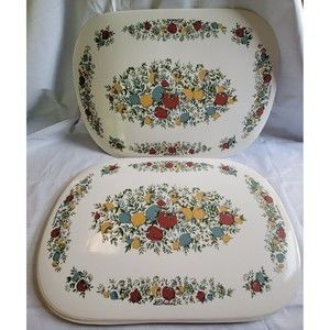 Corning Corelle SPICE OF LIFE Placemats Vinyl 8pc Set Mushrooms Veggies Vintage